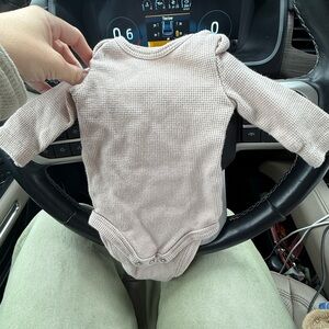 Organic  Cream Long Sleeve Baby Onesie